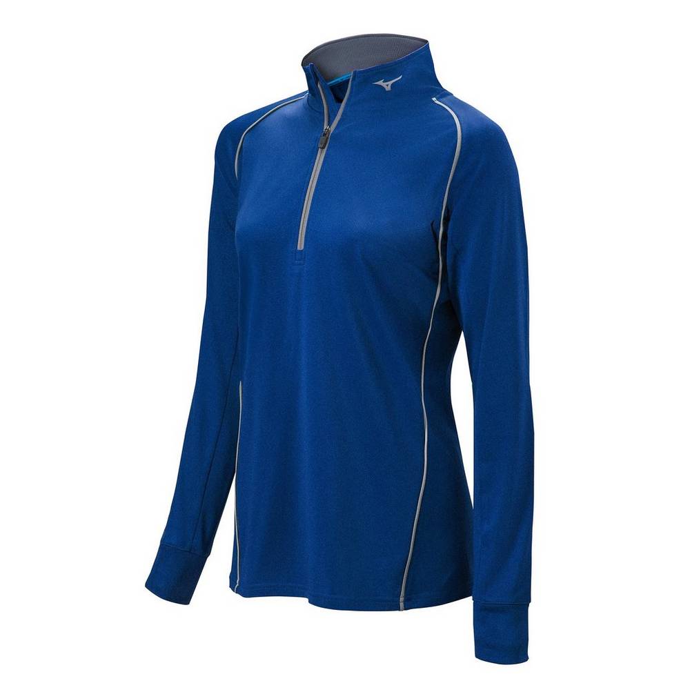 Moletom Mizuno Comp 1/2 Zip Long Sleeve - Mulher - Azul Marinho - WURCX5307